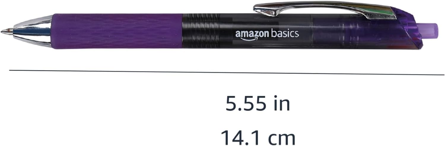 Amazon Basics Retractable Gel Pens Fine Point 07mm Assorted Colors 12 Count Pack of 1Assorted