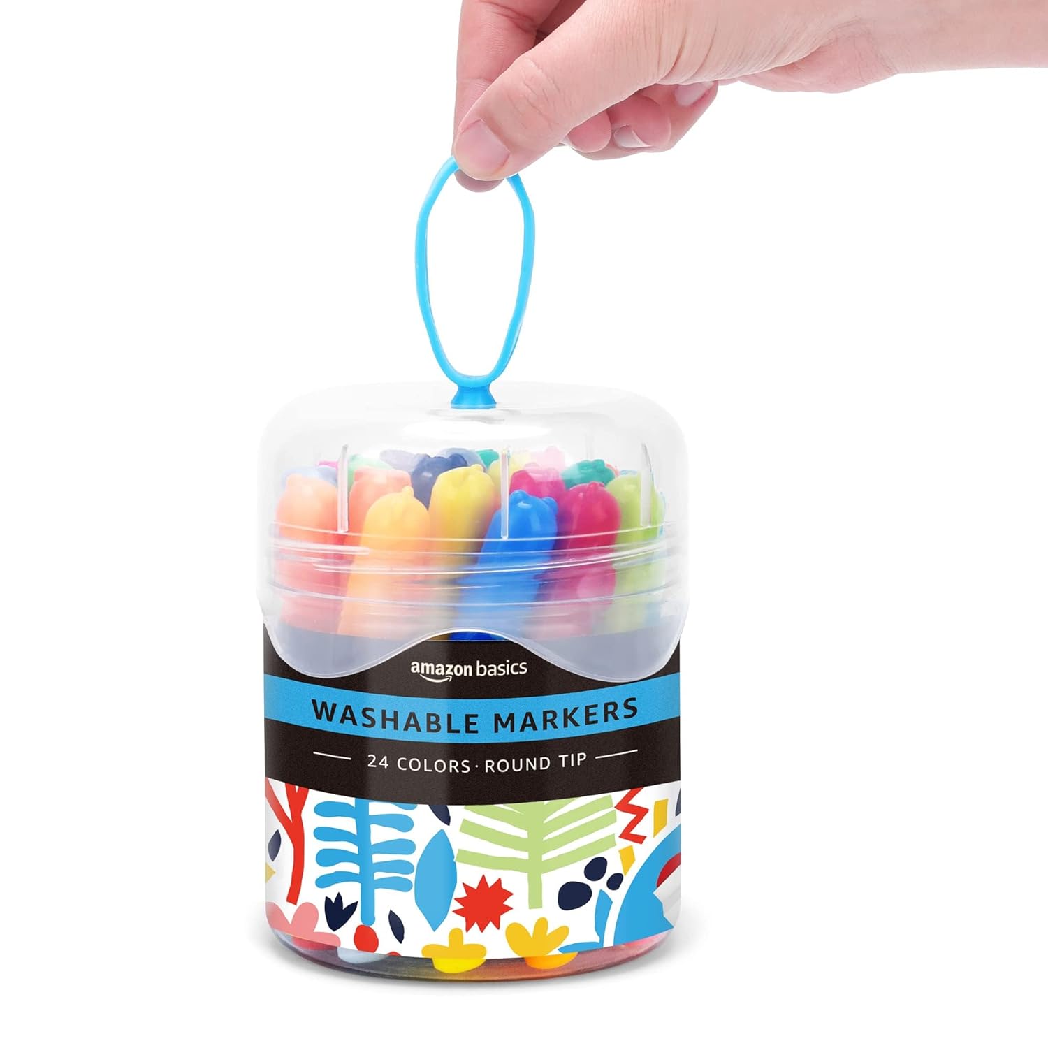 Amazon Basics Washable Round Tip Assorted School Marker Pens Pack of 24 ColorsRound Tip