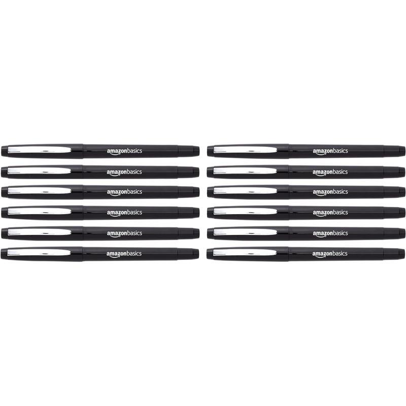 Amazon Basics Felt Tip Marker Pens 12Pack Assorted ColorsBlack 12 Pack