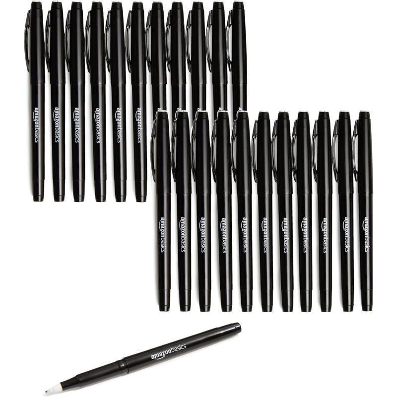 Amazon Basics Felt Tip Marker Pens 12Pack Assorted ColorsBlack 24 Pack