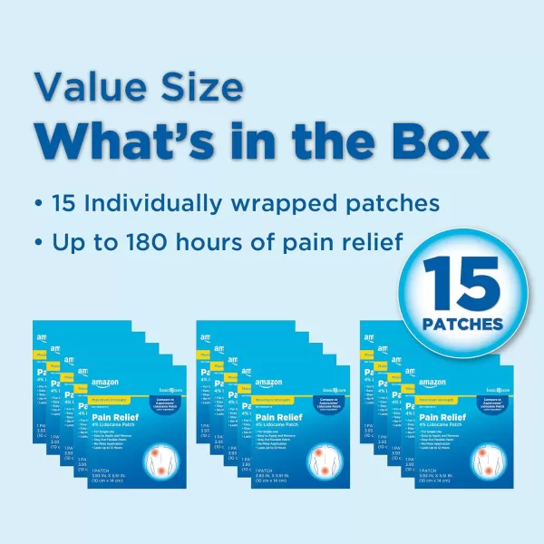 Amazon Basic Care Maximum Strength OTC Pain Relief  4 Lidocaine Patch 39 x 55 15Count Box Previously HealthWiseAmazon Basic Care Maximum Strength OTC Pain Relief  4 Lidocaine Patch 39 x 55 15Count Box Previously HealthWise