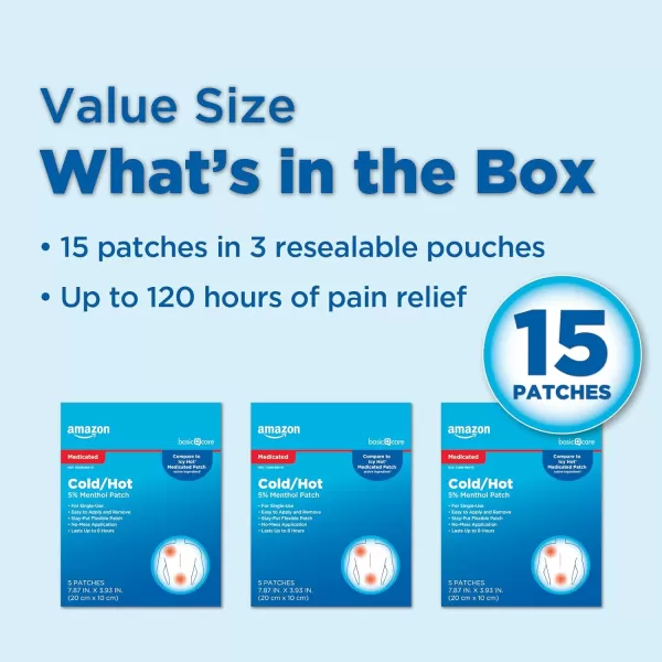 Amazon Basic Care Medicated Cold Hot 5 Menthol Patch 787 x 393 15Count Box Previously HealthWiseAmazon Basic Care Medicated Cold Hot 5 Menthol Patch 787 x 393 15Count Box Previously HealthWise