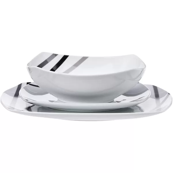 Amazon Basics  18 Piece Kitchen Dinnerware Set  Square Plates Bowls Service for 6  Modern BeamsModern Beams
