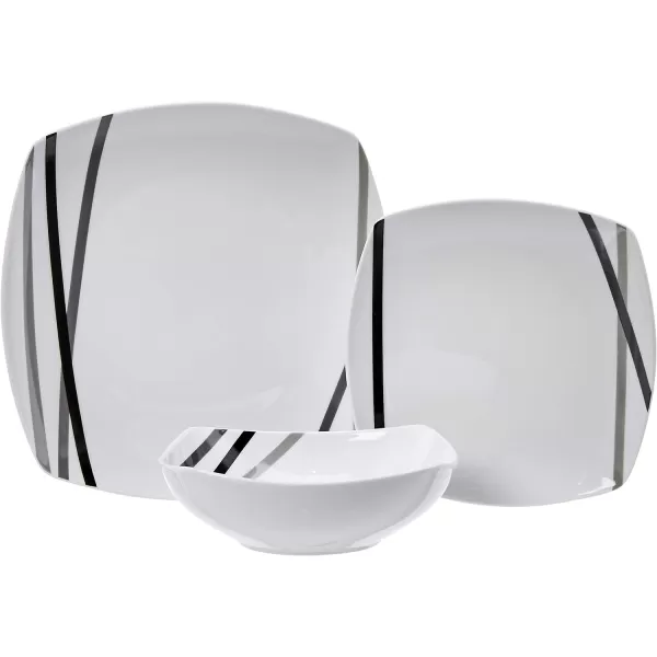Amazon Basics  18 Piece Kitchen Dinnerware Set  Square Plates Bowls Service for 6  Modern BeamsModern Beams