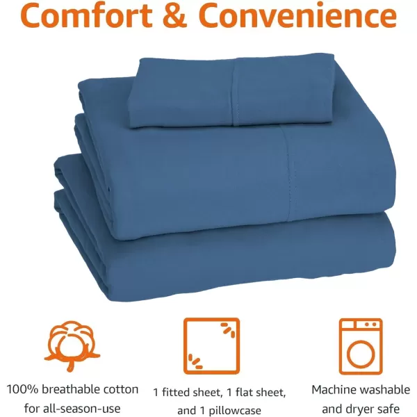 Amazon Basics  3 Piece Jersey Toddler Sheet Set 100 Cotton 28 x 52 Inches Navy SolidNavy Toddler Sheet Set Sheet Set