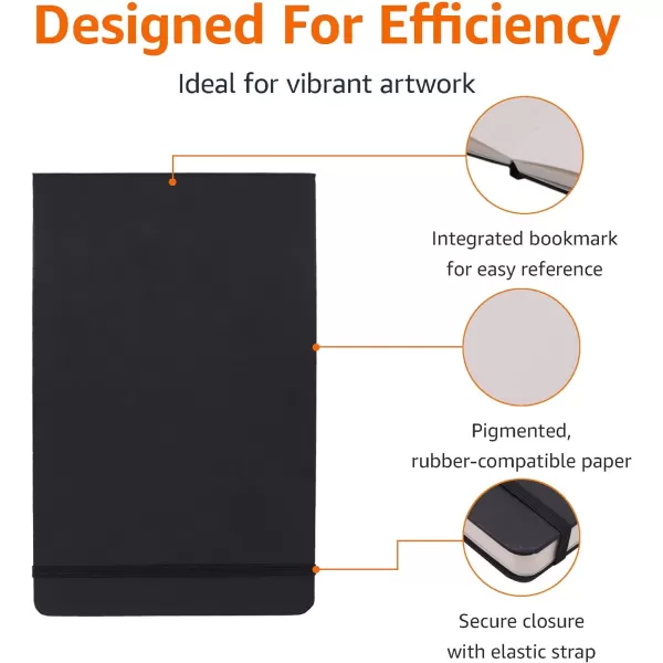 Amazon Basics  Hardcover Art Sketchbook L Size 525 x 825 72 Sheets BlackL