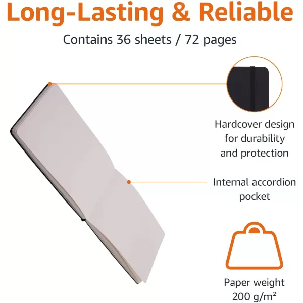 Amazon Basics  Hardcover Art Sketchbook L Size 525 x 825 72 Sheets BlackL