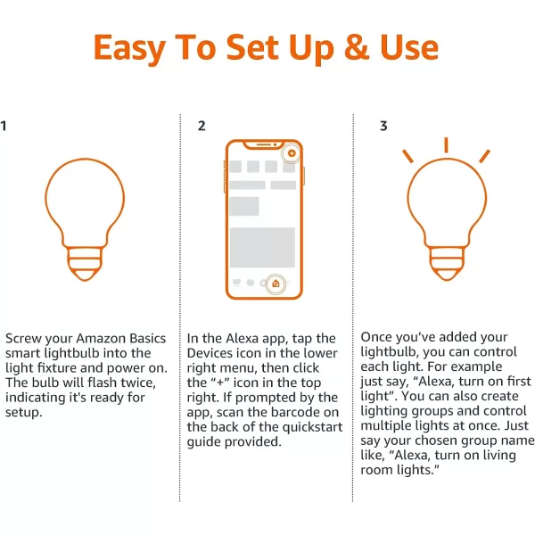 Amazon Basics  Smart A19 LED Light Bulb 24 GHz WiFi 75W Equivalent to 60W 800LM Works with Alexa Only 1Pack Certified for Humans MulticolorColor Changing 4 Pack