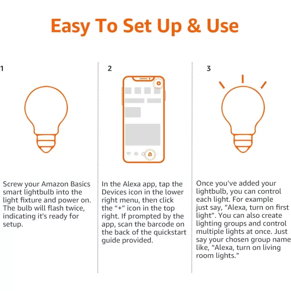 Amazon Basics  Smart A19 LED Light Bulb 24 GHz WiFi 75W Equivalent to 60W 800LM Works with Alexa Only 1Pack Certified for Humans MulticolorTunable White 1 Pack