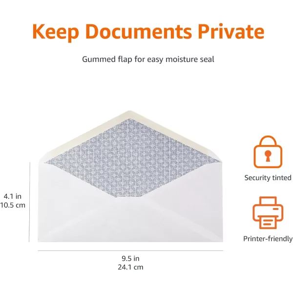 Amazon Basics 10 Security Tinted Business Envelopes Moisture Sealed 418 x 912 Inch Pack of 500 One Size WhiteAmazon Basics 10 Security Tinted Business Envelopes Moisture Sealed 418 x 912 Inch Pack of 500 One Size White
