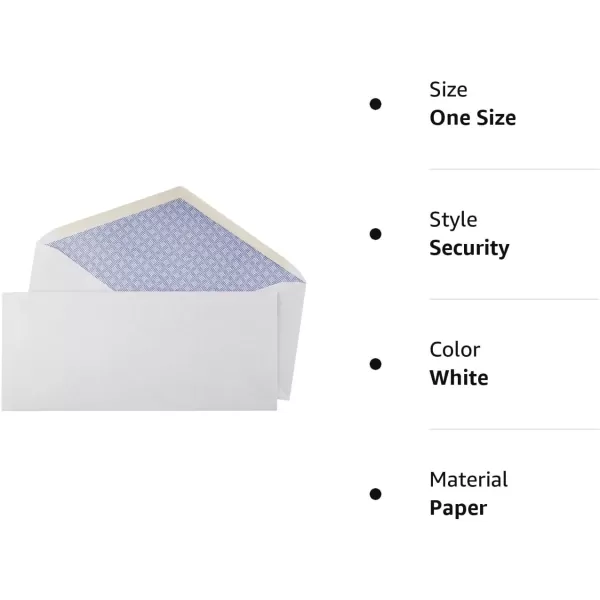 Amazon Basics 10 Security Tinted Business Envelopes Moisture Sealed 418 x 912 Inch Pack of 500 One Size WhiteAmazon Basics 10 Security Tinted Business Envelopes Moisture Sealed 418 x 912 Inch Pack of 500 One Size White