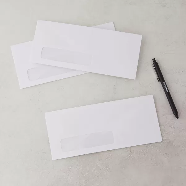 Amazon Basics 10 SecurityTinted SelfSeal Business Envelopes with Left Window Peel amp Seal Closure  500Pack WhiteNo Tint Gummed Seal Single Left Window Envelopes