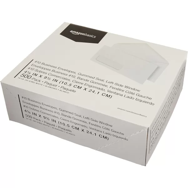 Amazon Basics 10 SecurityTinted SelfSeal Business Envelopes with Left Window Peel amp Seal Closure  500Pack WhiteNo Tint Gummed Seal Single Left Window Envelopes