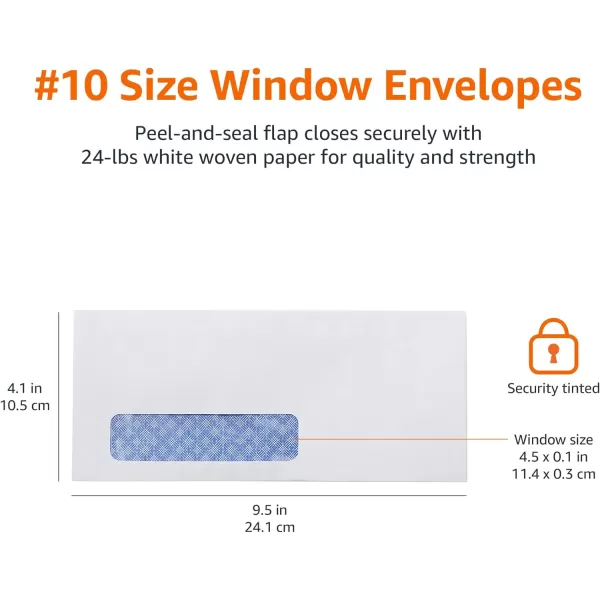 Amazon Basics 10 SecurityTinted SelfSeal Business Envelopes with Left Window Peel amp Seal Closure  500Pack WhiteTint Peel amp Seal Single Left Window Envelopes