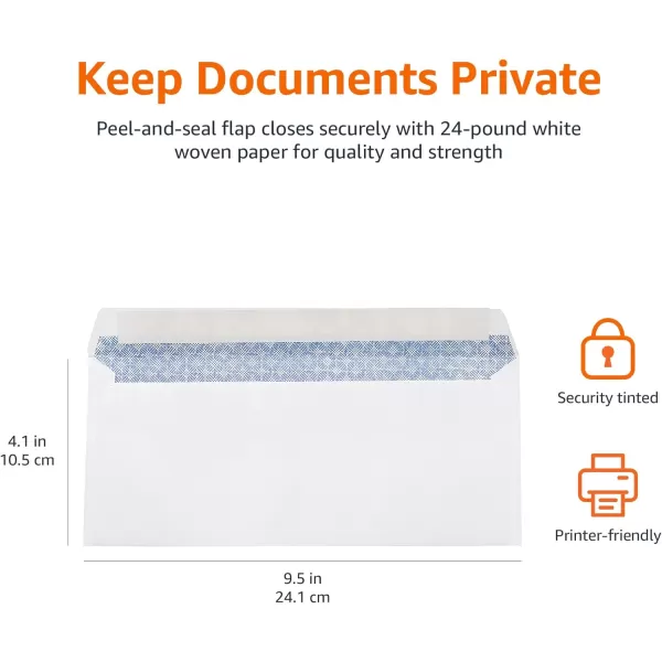Amazon Basics 10 SecurityTinted SelfSeal Business Letter Envelopes Peel amp Seal Closure  500Pack WhiteAmazon Basics 10 SecurityTinted SelfSeal Business Letter Envelopes Peel amp Seal Closure  500Pack White