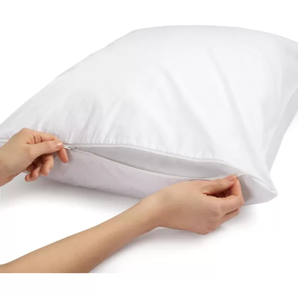 Amazon Basics 100 Cotton Hypoallergenic Pillow Protector Case  Queen WhiteBody Pillow Protector