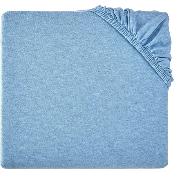 Amazon Basics 100 Cotton Jersey 3Piece Toddler Sheet Set 28 x 52 Inches WhiteSky Blue Crib Sheet Set