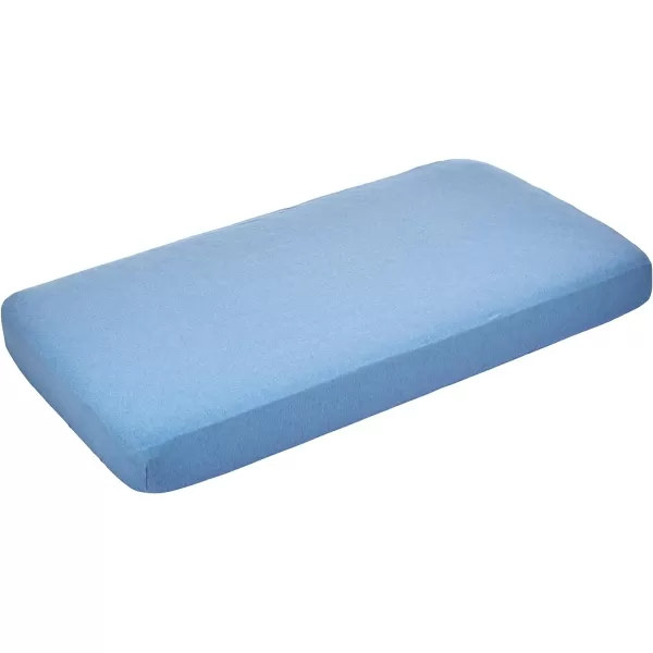 Amazon Basics 100 Cotton Jersey 3Piece Toddler Sheet Set 28 x 52 Inches WhiteSky Blue Crib Sheet Set