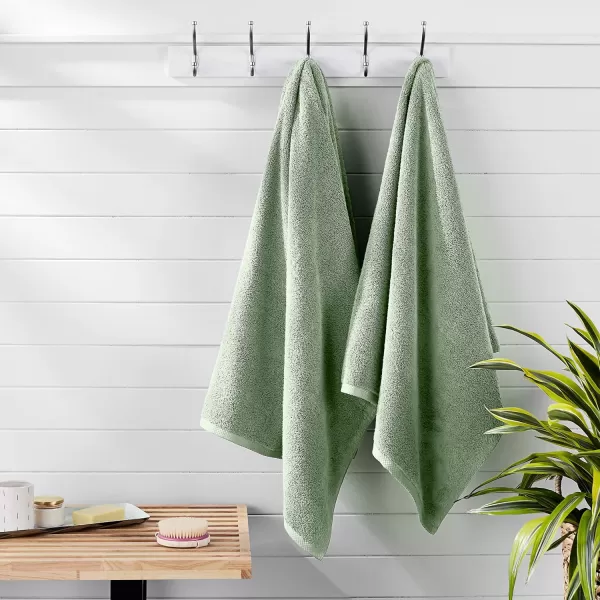 Amazon Basics 100 Cotton QuickDry Bath Towel 2Pack Platinum 54 x 308Piece Set Seafoam Green