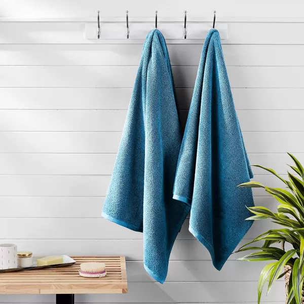Amazon Basics 100 Cotton QuickDry Bath Towel 2Pack Platinum 54 x 30Bath Sheet Pack of 2 Lake Blue