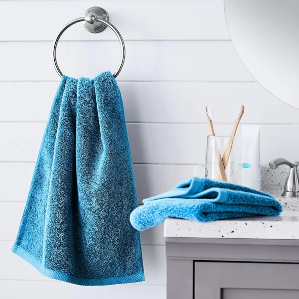Amazon Basics 100 Cotton QuickDry Bath Towel 2Pack Platinum 54 x 30Hand Towel Pack of 8 Lake Blue