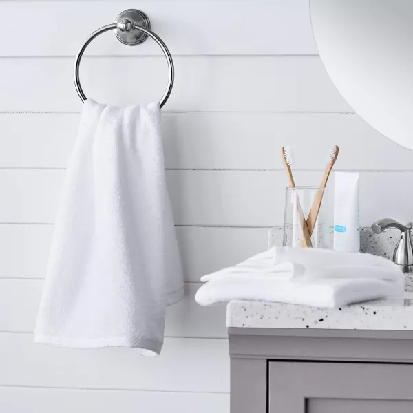 Amazon Basics 100 Cotton QuickDry Bath Towel 2Pack Platinum 54 x 30Hand Towel Pack of 8 White
