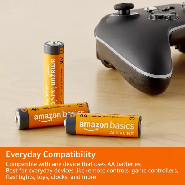 Amazon Basics 100Pack AA Alkaline HighPerformance Batteries 15 Volt 10Year Shelf Life48 Count Pack of 1
