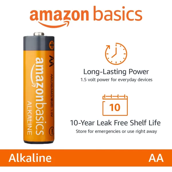 Amazon Basics 100Pack AA Alkaline HighPerformance Batteries 15 Volt 10Year Shelf Life8 Count Pack of 1