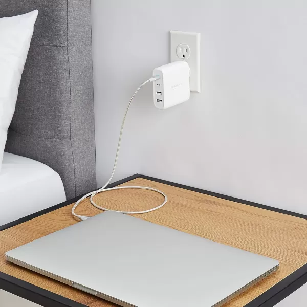 Amazon Basics 100W FourPort GaN Wall Charger with 2 USBC 100W 18W amp 2 USBA Ports 12W with PD for Laptops Tablets amp Phones iPhone 1514131211XiPadMacPro Samsung amp more nonPPS WhiteWhite 100W 2 USBC  2 USBA