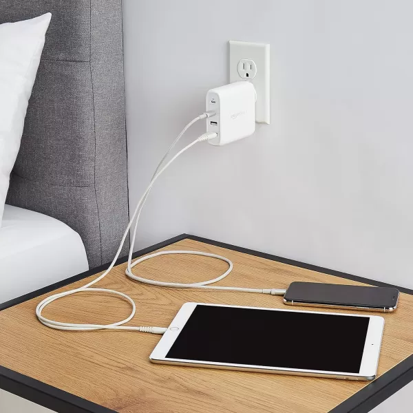 Amazon Basics 100W FourPort GaN Wall Charger with 2 USBC 100W 18W amp 2 USBA Ports 12W with PD for Laptops Tablets amp Phones iPhone 1514131211XiPadMacPro Samsung amp more nonPPS WhiteWhite 100W 2 USBC  2 USBA