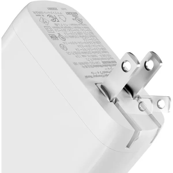 Amazon Basics 100W FourPort GaN Wall Charger with 2 USBC 100W 18W amp 2 USBA Ports 12W with PD for Laptops Tablets amp Phones iPhone 1514131211XiPadMacPro Samsung amp more nonPPS WhiteWhite 68W 1 USBC  1 USB A