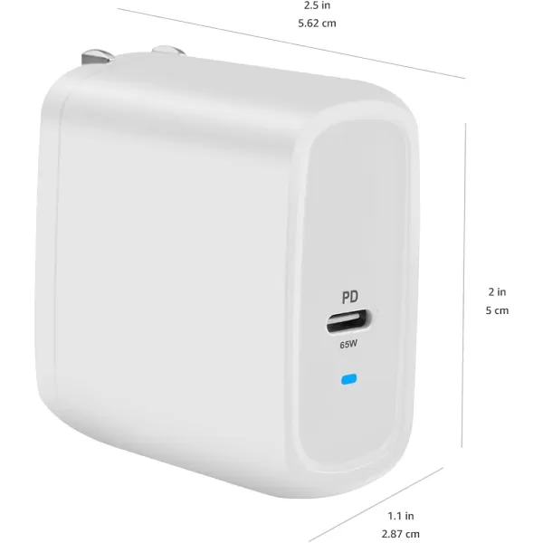 Amazon Basics 100W FourPort GaN Wall Charger with 2 USBC 100W 18W amp 2 USBA Ports 12W with PD for Laptops Tablets amp Phones iPhone 1514131211XiPadMacPro Samsung amp more nonPPS WhiteWhite 65W 1 USBC
