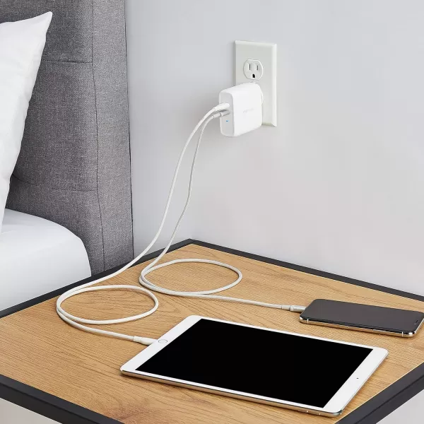 Amazon Basics 100W FourPort GaN Wall Charger with 2 USBC 100W 18W amp 2 USBA Ports 12W with PD for Laptops Tablets amp Phones iPhone 1514131211XiPadMacPro Samsung amp more nonPPS WhiteWhite 68W 2 USBC