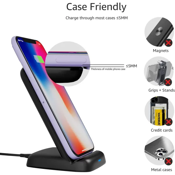 Amazon Basics 10W Qi Certified Wireless Charging Stand iPhone 1514131211X Samsung with USB Cable No AC Adapter BlackAmazon Basics 10W Qi Certified Wireless Charging Stand iPhone 1514131211X Samsung with USB Cable No AC Adapter Black