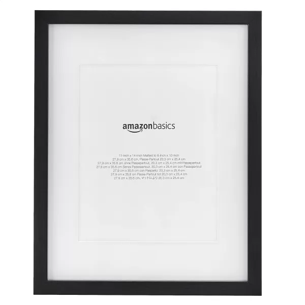 Amazon Basics 11 x 14 Rectangular Photo Picture Frame 8 x 10 With Mat 2Pack Black 152 Inch L x 122 Inch WBlack 11 x 14