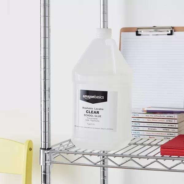 Amazon Basics 12 Gallon Clear Glue and 12 Gallon White Glue 2Pack Combo Glue for Perfect Slime TransparentWhite 64 fl ozClear 1 Gallon 1pack