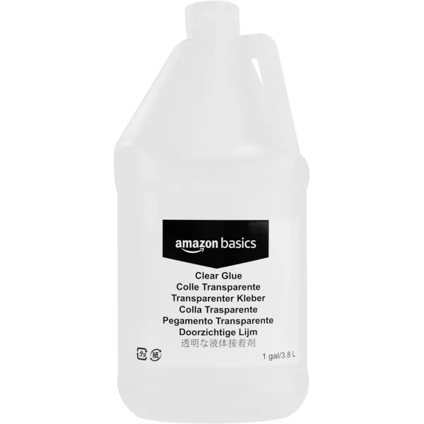 Amazon Basics 12 Gallon Clear Glue and 12 Gallon White Glue 2Pack Combo Glue for Perfect Slime TransparentWhite 64 fl ozClear 1 Gallon 1pack