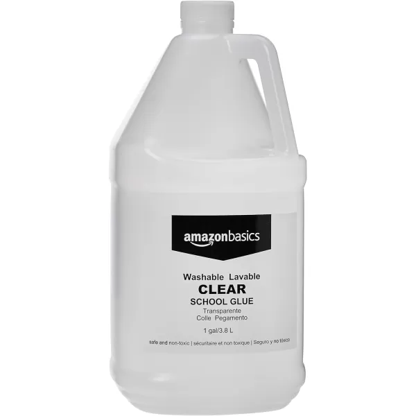 Amazon Basics 12 Gallon Clear Glue and 12 Gallon White Glue 2Pack Combo Glue for Perfect Slime TransparentWhite 64 fl ozClear 128 fl oz 2pack