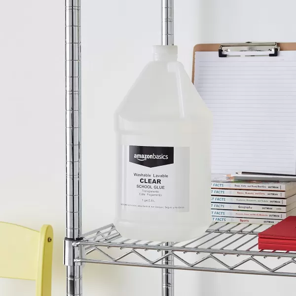 Amazon Basics 12 Gallon Clear Glue and 12 Gallon White Glue 2Pack Combo Glue for Perfect Slime TransparentWhite 64 fl ozClear 128 fl oz 2pack