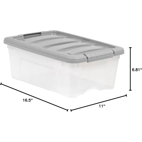 Amazon Basics 12 Quart Stackable Plastic Storage Bins with Latching Lids Clear Grey Pack of 612 Qt  6 Pack