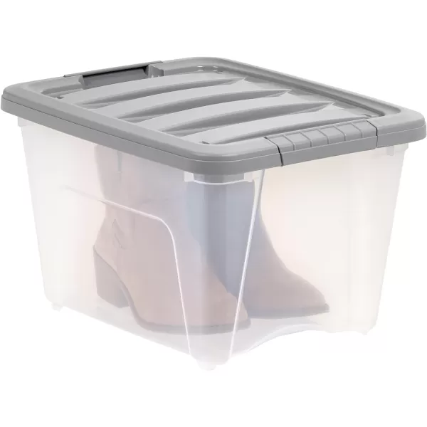 Amazon Basics 12 Quart Stackable Plastic Storage Bins with Latching Lids Clear Grey Pack of 619 Qt  6 Pack