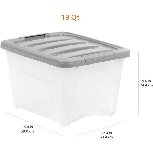 Amazon Basics 12 Quart Stackable Plastic Storage Bins with Latching Lids Clear Grey Pack of 619 Qt  6 Pack