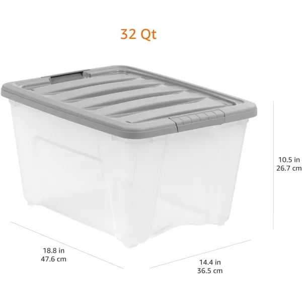 Amazon Basics 12 Quart Stackable Plastic Storage Bins with Latching Lids Clear Grey Pack of 632 Qt  6 Pack