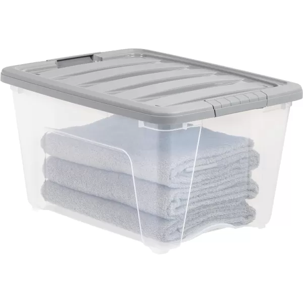 Amazon Basics 12 Quart Stackable Plastic Storage Bins with Latching Lids Clear Grey Pack of 632 Qt  6 Pack