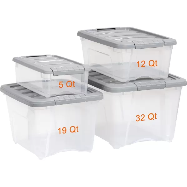 Amazon Basics 12 Quart Stackable Plastic Storage Bins with Latching Lids Clear Grey Pack of 65 Qt  10 Pack