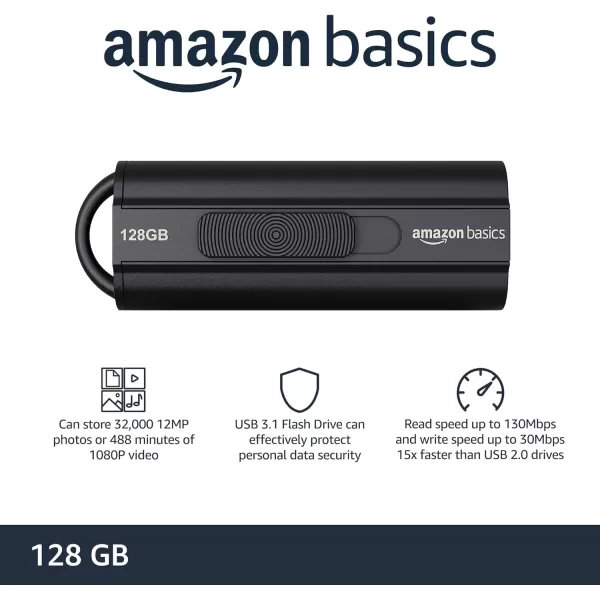 Amazon Basics 128GB Ultra Fast USB 31 Flash Drive Black128GB
