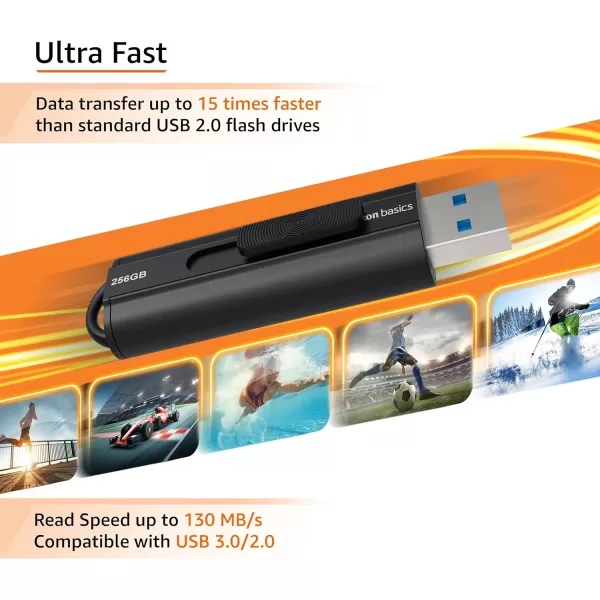Amazon Basics 128GB Ultra Fast USB 31 Flash Drive Black256GB