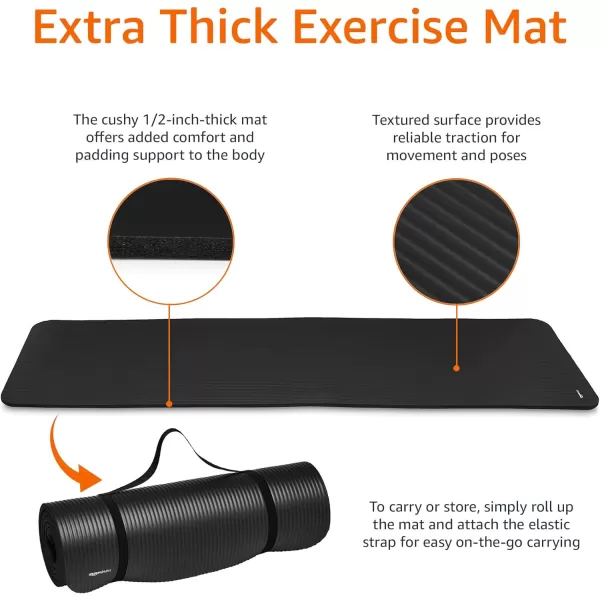 Amazon Basics 12Inch Extra Thick Exercise Yoga MatBlack