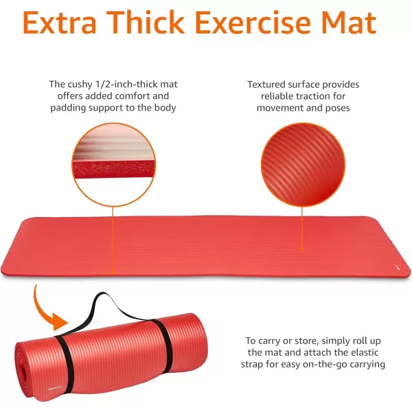 Amazon Basics 12Inch Extra Thick Exercise Yoga MatRed