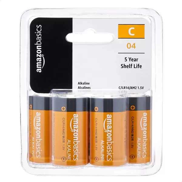 Amazon Basics 12Pack C Cell Alkaline AllPurpose Batteries 15 Volt 5Year Shelf Life4 Count Pack of 1